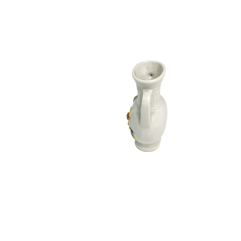 Vintage Mini White & Orange Floral Double Handled Bud Norleans made  Japan‎